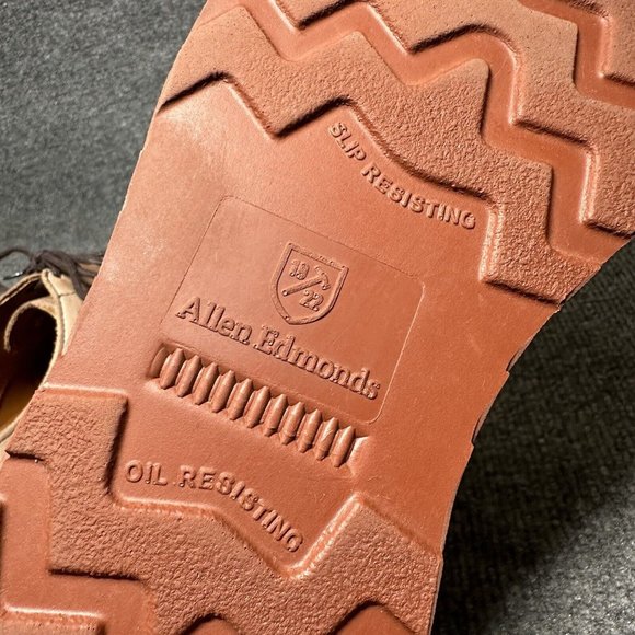 Allen Edmonds Shannon Drive Oxford Shoes Mens 10 Tan Distress Leather Wingtip - Picture 8 of 11